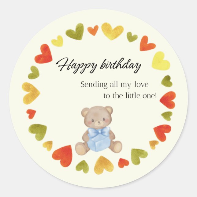 Teddy Bear avec Amour Sticker d'anniversaire (Devant)
