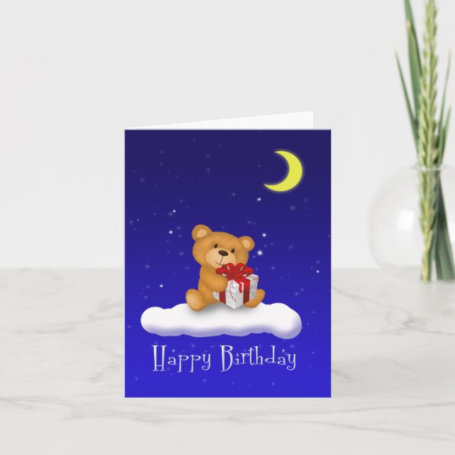 Teddy Bear avec cadeau - Bonne carte d'anniversair (Devant)