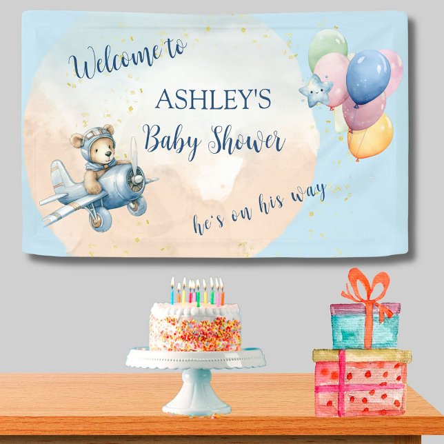 Teddy Bear Aviator Babydusche Banner (Von Creator hochgeladen)
