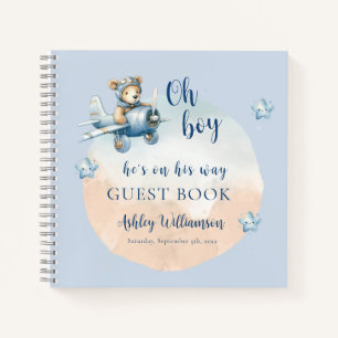 Teddy Bear Aviator Oh Boy Baby Dusche Notizbuch