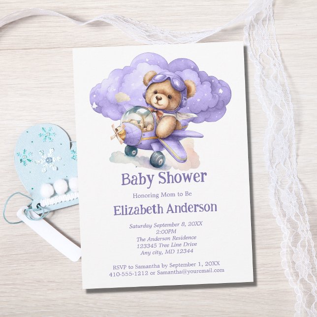 Teddy Bear Avion Boy Baby shower Invitation (Créateur téléchargé)