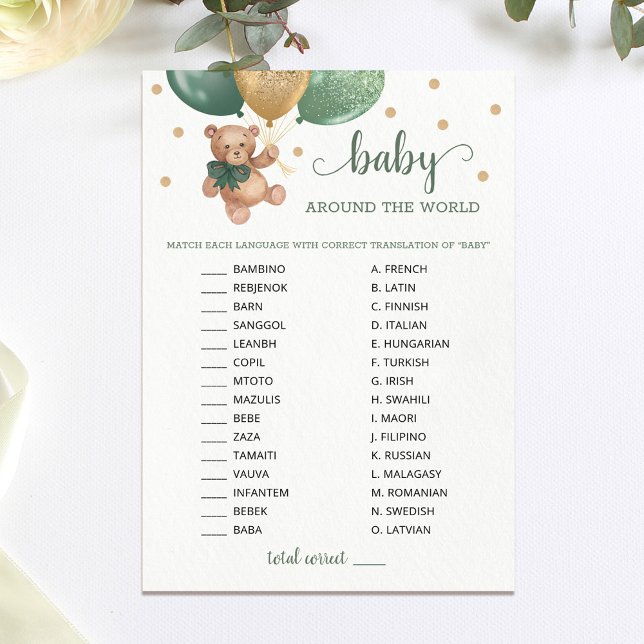Teddy Bear Baby Autour Du Monde Carte Baby shower (Créateur téléchargé)
