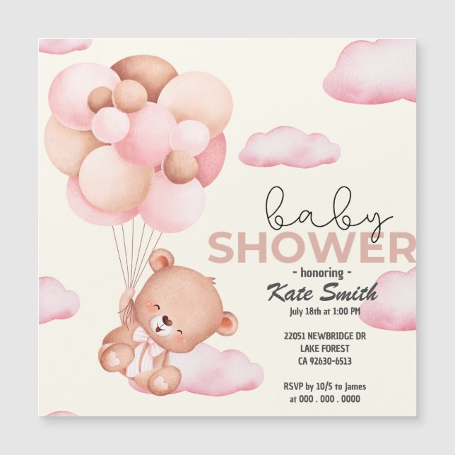 Teddy Bear Baby Babydusche Magnetkarte (Vorderseite)