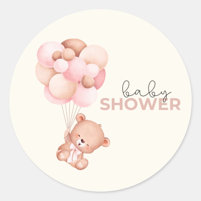 Teddy Bear Baby Babydusche Runder Aufkleber (Vorderseite)