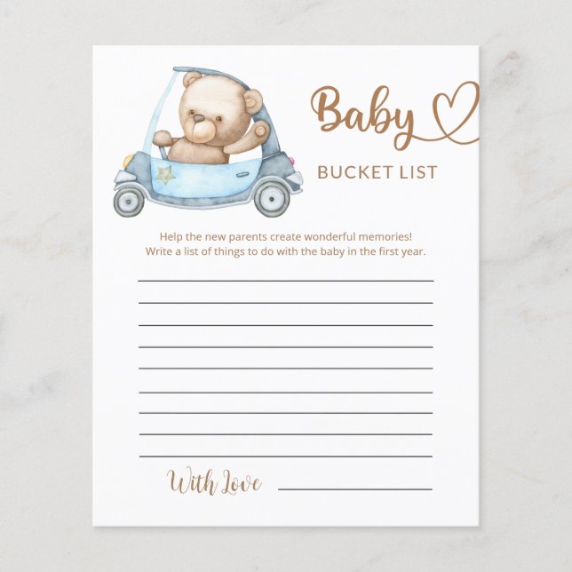Teddy Bear Baby Bear Baby Shocket List (Vorderseite)