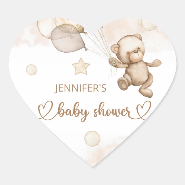 Teddy Bear Baby Bear Baby Shooter Ballon Herz-Aufkleber (Vorderseite)