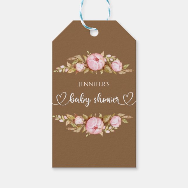 Teddy Bear Baby Bear Baby Shooter Floral Geschenkanhänger (Vorderseite)
