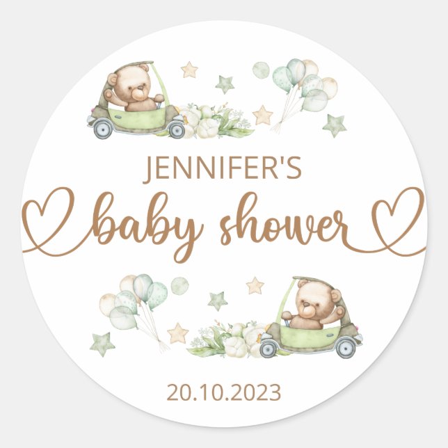 Teddy Bear Baby Bear Baby Shooter Floral Runder Aufkleber (Vorderseite)