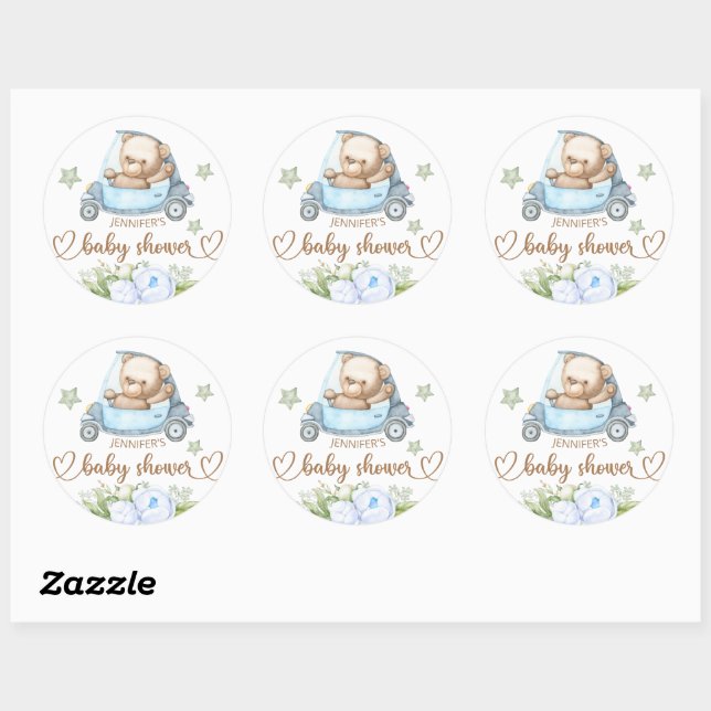 Teddy Bear Baby Bear Baby Shooter Floral Runder Aufkleber (Blatt)