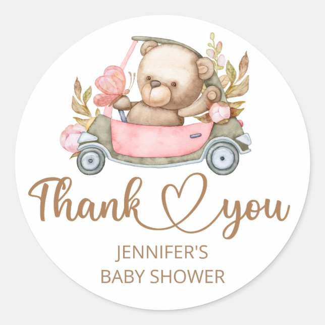 Teddy Bear Baby Bear Babydusche Runder Aufkleber (Vorderseite)