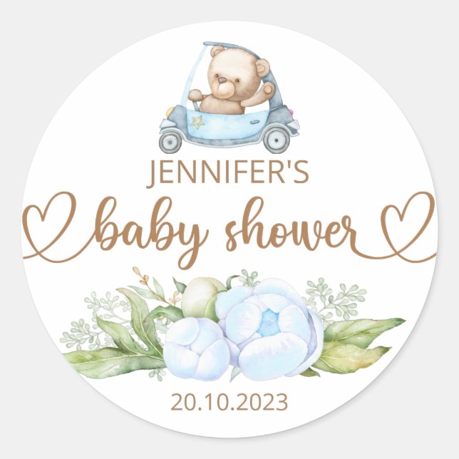Teddy Bear Baby Bear Babydusche Runder Aufkleber (Vorderseite)