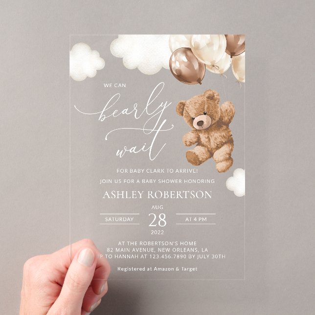 Teddy Bear, Baby Bear, Braun, Babydusche Acryleinladungen (Insitu (Handheld))