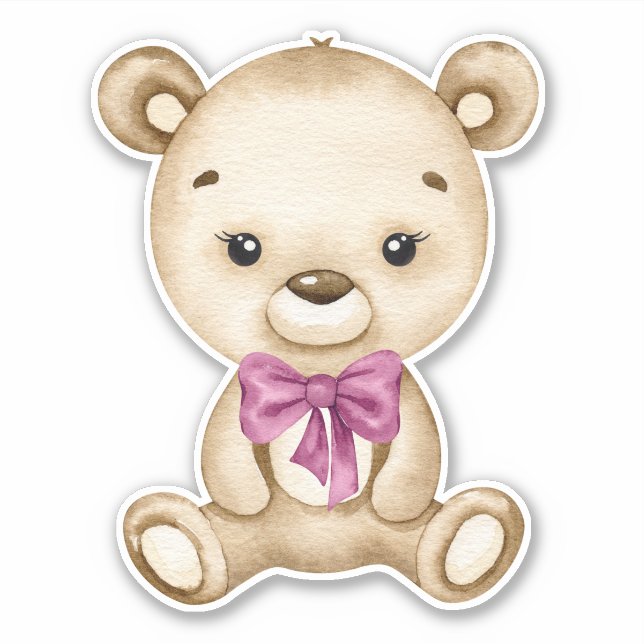 Teddy Bear Baby Bear Pink Süße Tier Sticker (Vorderseite)