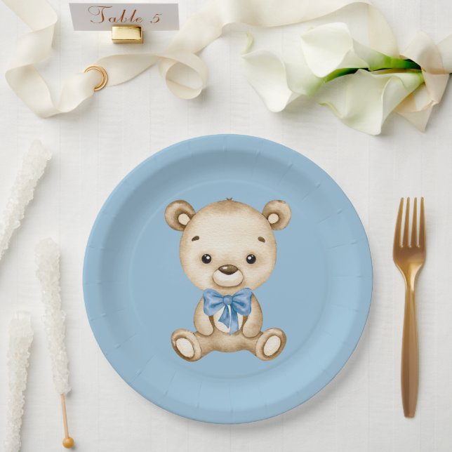 Teddy Bear Baby Boy Baby Shooter Pappteller (Hochzeit)
