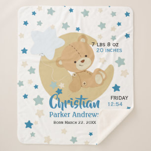 Teddy Bear Baby Boy Birth Stände Sherpadecke