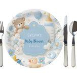 Teddy Bear Baby Boy Dusche Pappteller<br><div class="desc">Die "Teddy Bear Baby Shower Paper Teller" mit dem "Teddy Bear Baby Boy Shower Paper Party" sind eine harmonische Mischung aus Eleganz und Freude, perfekt für ein einladendes Party für einen neuen Baby in der Welt. Diese Einladung ist in sanften Blau-Weiß-Tönen gestaltet, die Ruhe und Reinheit symbolisieren, ideal, um einen...</div>