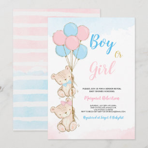 Teddy Bear Baby Boy Girl Shower Invitation