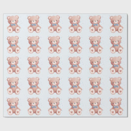 Teddy Bear Baby Boy Shower - Soft Blue Stars Geschenkpapier