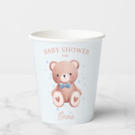 Teddy Bear Baby Boy Shower - Soft Blue Stars Pappbecher