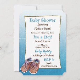 Teddy Bear Baby Chaussures Bébé Douche Invitations
