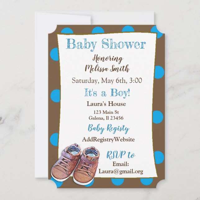 Teddy Bear Baby Chaussures Bébé Douche Invitations (Devant)