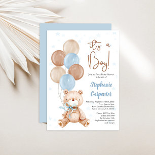 Teddy Bear Baby Duschboy Einladung