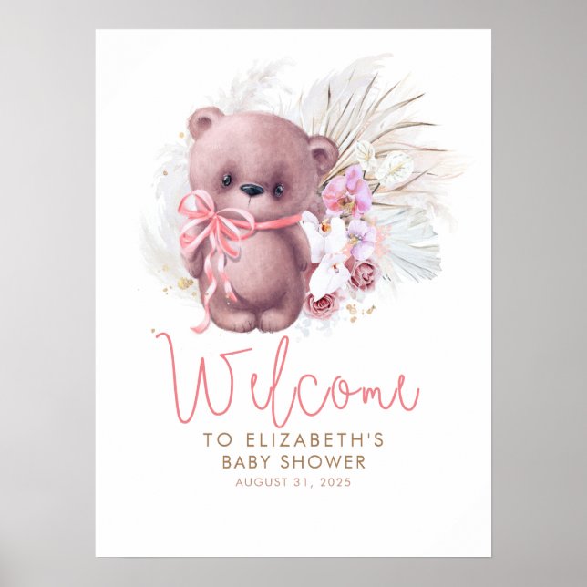 Teddy Bear Baby Dusche Begrüßungszeichen Poster (Vorne)