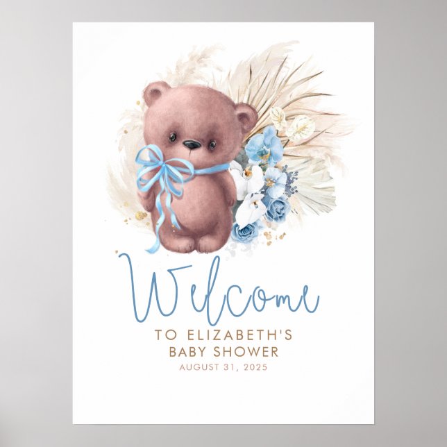 Teddy Bear Baby Dusche Begrüßungszeichen Poster (Vorne)