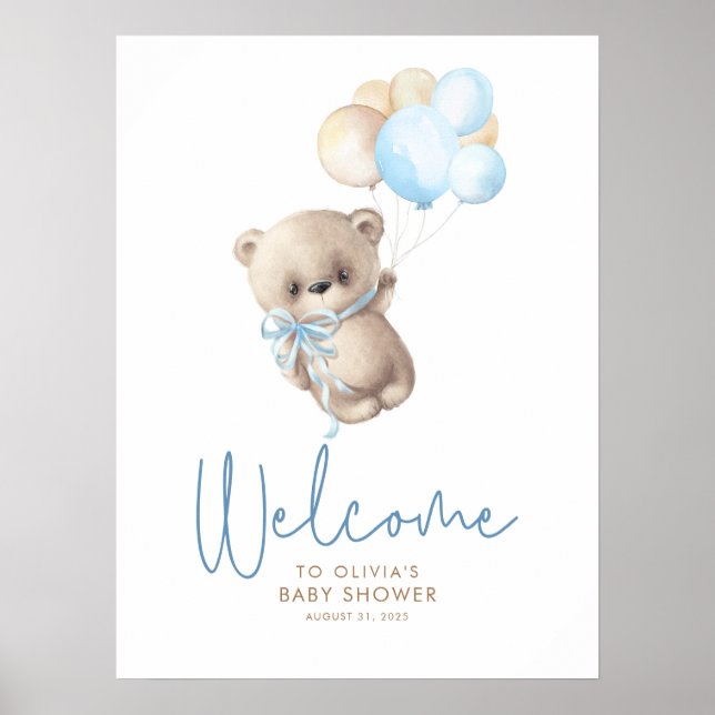 Teddy Bear Baby Dusche Begrüßungszeichen Poster (Vorne)