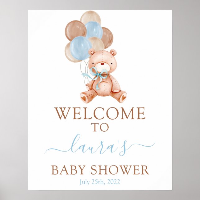 Teddy Bear Baby Dusche Begrüßungszeichen Poster (Vorne)