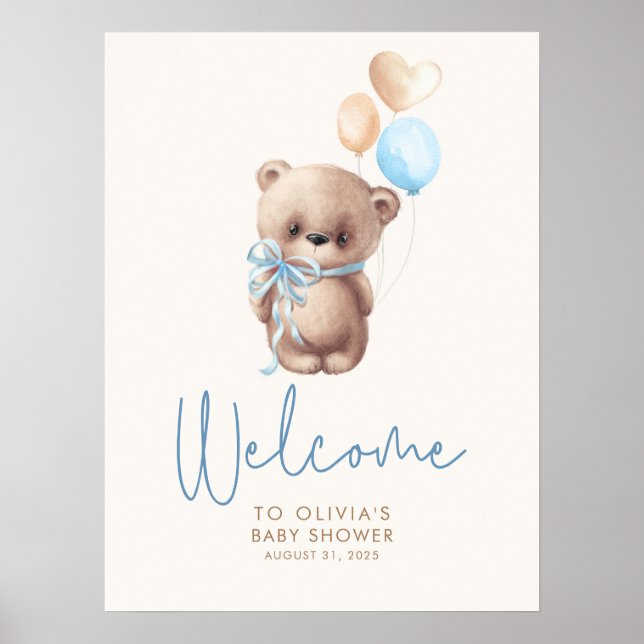 Teddy Bear Baby Dusche Begrüßungszeichen Poster (Vorne)