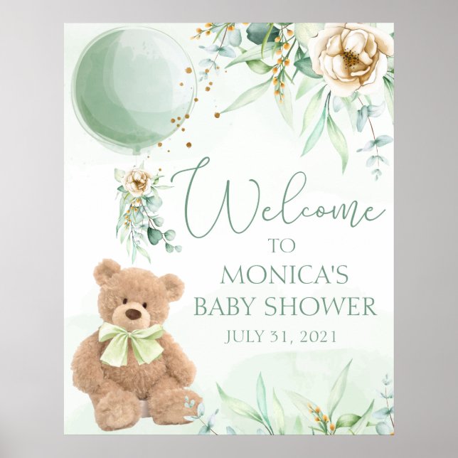 Teddy Bear Baby Dusche Begrüßungszeichen Poster (Vorne)