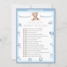 Teddy Bear Baby Dusche - bestellbarer Name, 12x18 Einladung