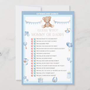 Teddy Bear Baby Dusche - bestellbarer Name, 12x18 Einladung