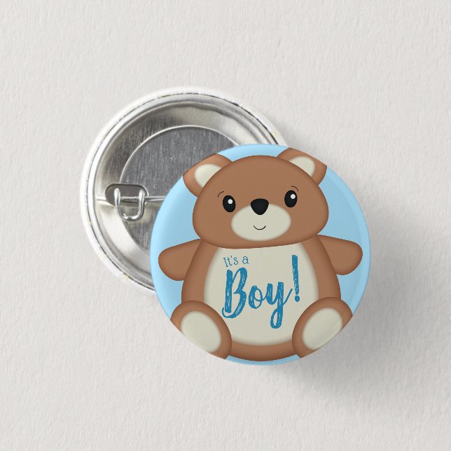 Teddy Bear Baby Dusche Button (Vorne & Hinten)