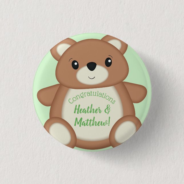 Teddy Bear Baby Dusche Button (Vorderseite)