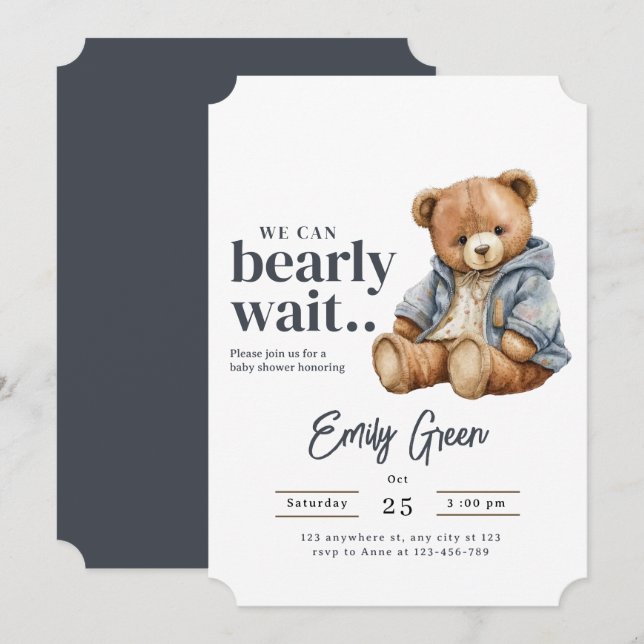 Teddy Bear Baby Dusche einladen, wir können frühze Einladung (Vorne/Hinten)