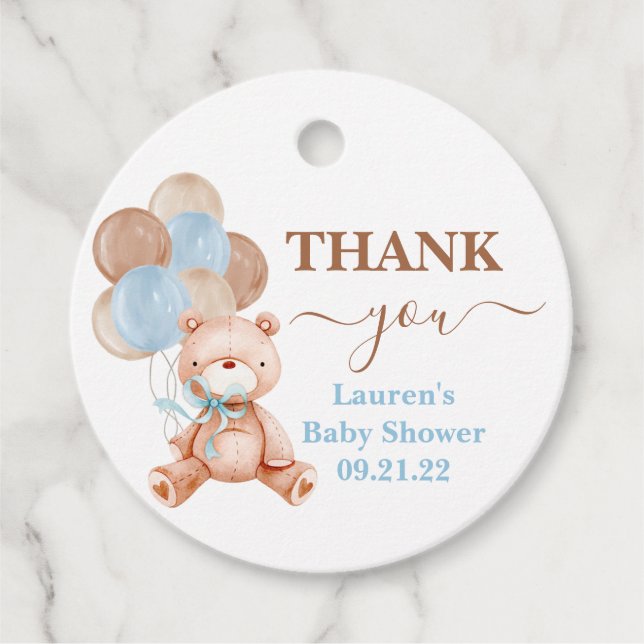 Teddy Bear Baby Dusche Geschenkanhänger (Vorderseite)