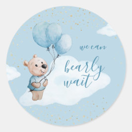 Teddy Bear Baby Dusche Gold Blue Runder Aufkleber