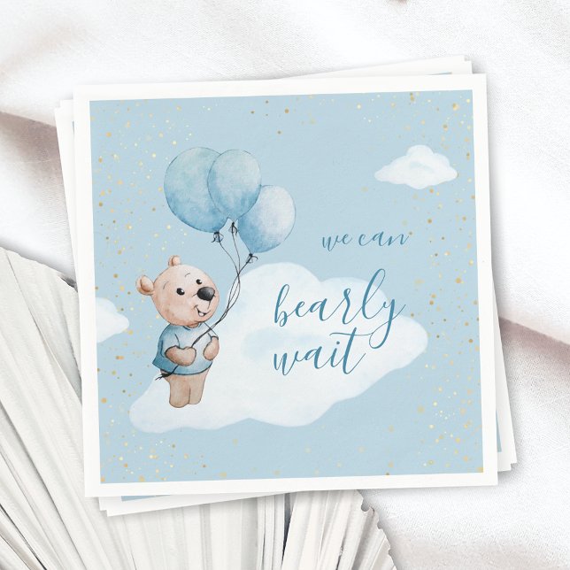 Teddy Bear Baby Dusche Gold & Blue Serviette (Von Creator hochgeladen)