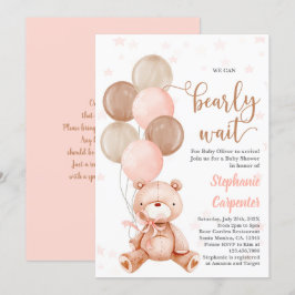 Teddy Bear Baby Dusche Mädchen Einladung