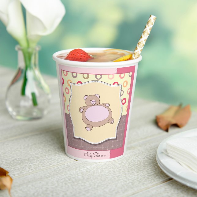 Teddy Bear Baby Dusche mit Retro Circles Pappbecher (Von Creator hochgeladen)