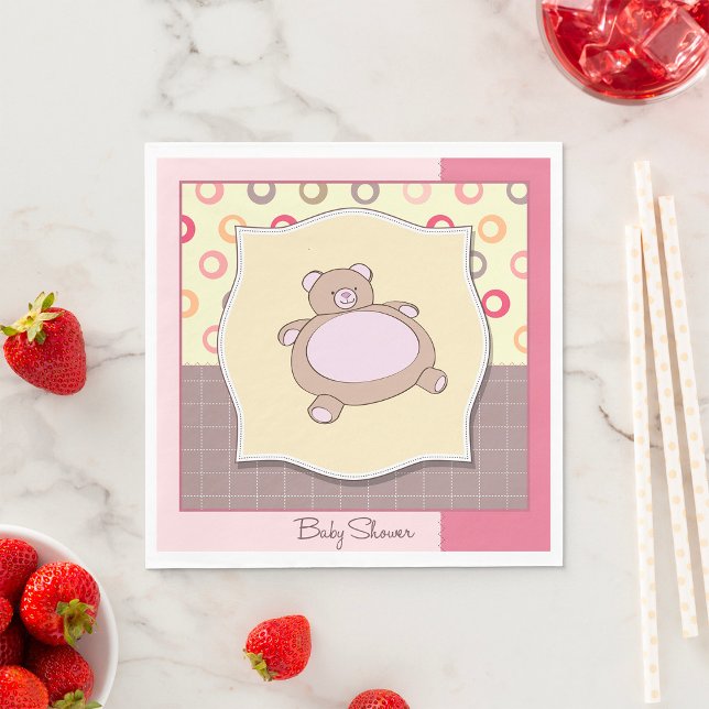 Teddy Bear Baby Dusche mit Retro Circles Serviette (Von Creator hochgeladen)
