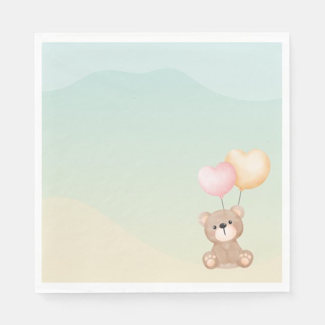 Teddy Bear Baby Dusche Napkins Serviette (Vorderseite)