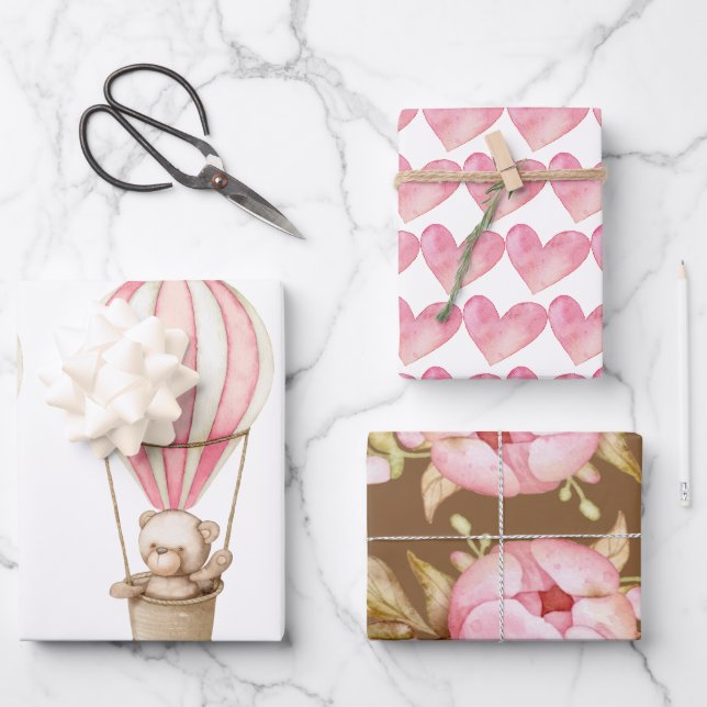 Teddy Bear Baby Dusche Packpapier Blätter (Vorderseite)