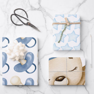 Teddy Bear Baby Dusche Packpapier Blätter