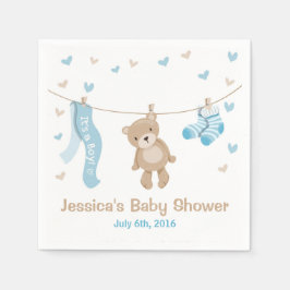 Teddy Bear Baby Dusche Papier Napkin Boy Blue Serviette