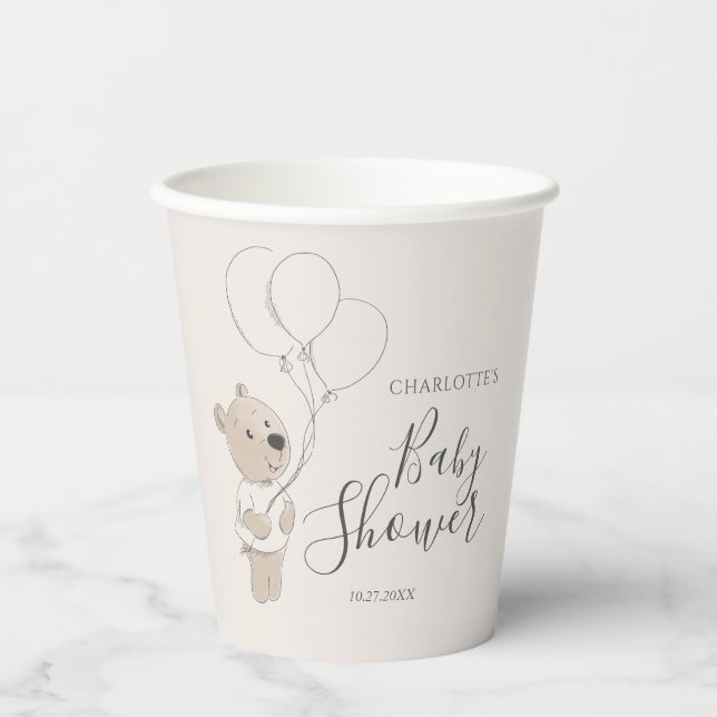 Teddy Bear Baby Dusche Pappbecher (Vorderseite)