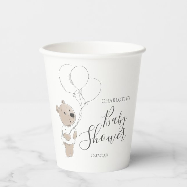 Teddy Bear Baby Dusche Pappbecher (Vorderseite)