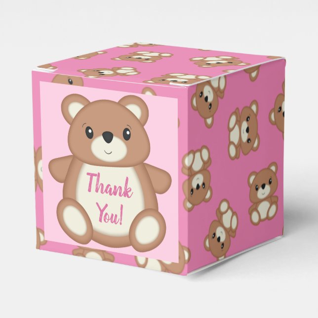 Teddy Bear Baby Dusche Pink Girl Geschenkschachtel (Vorderseite)